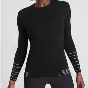 Athleta Black Table Rock Wool-Blend Ribbed Sweater